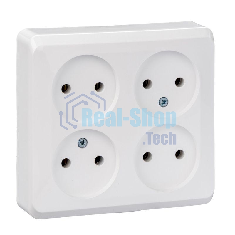 Розетка 4-м ОП Этюд 16А IP20 без заземл. белый SchE PA16-205B