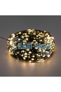 Гирлянда Neon-night Роса с контроллером 20м, 200 LED, IP20, 230В, зеленый провод, теплое белое свечение