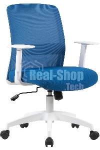 Кресло компьютерное Cactus CS-WMC333-BL темно-синий, сиденье темно-синий, сетка/ткань, низк.спин. крестов. пластик, пластик белый