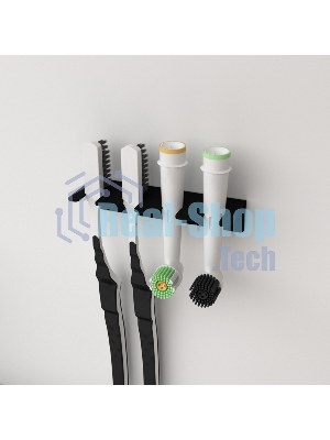 Держатель Rexant для хранения зубных щеток и насадок, монтаж без сверления, черный