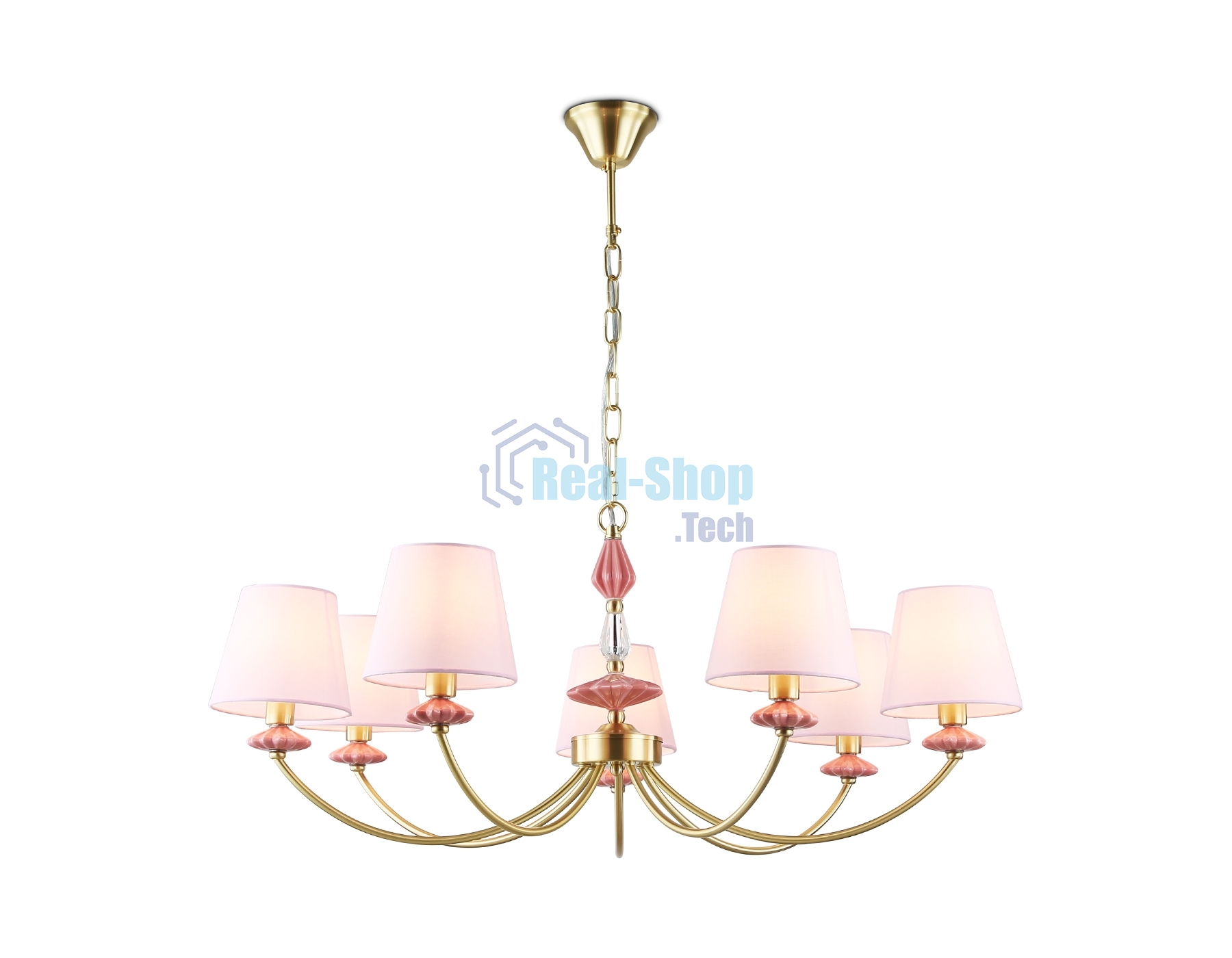 Люстра Ambrella light LH75025/7 GD/PI золото/розовый E14/7 max 40W D890*800