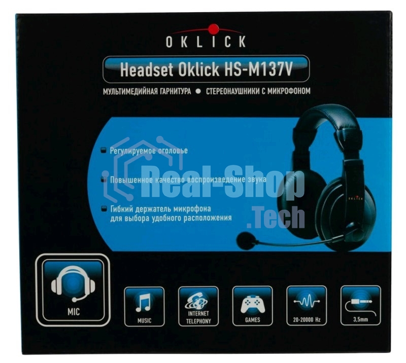 Гарнитура проводная Oklick HS-M137V черный 1.8м мониторы оголовье