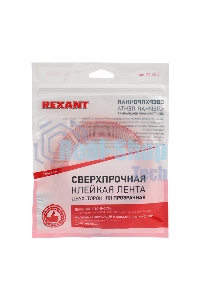 Двухсторонний скотч Rexant, прозрачный, на акриловой основе, 12 мм, ролик 5 м