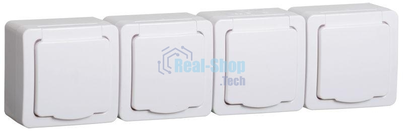 Розетка 4-м ОП Гермес Plus РСб24-3-ГПБб с защ. крышкой с заземл. IP54 белый ИЭК ERMP42-K01-16-54-EC