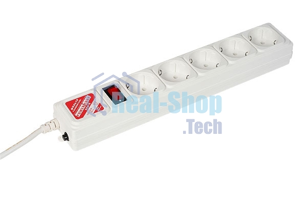 Сетевой фильтр Powercube SPG-B-10-WHITE 3 м (5 розеток) белый (коробка)