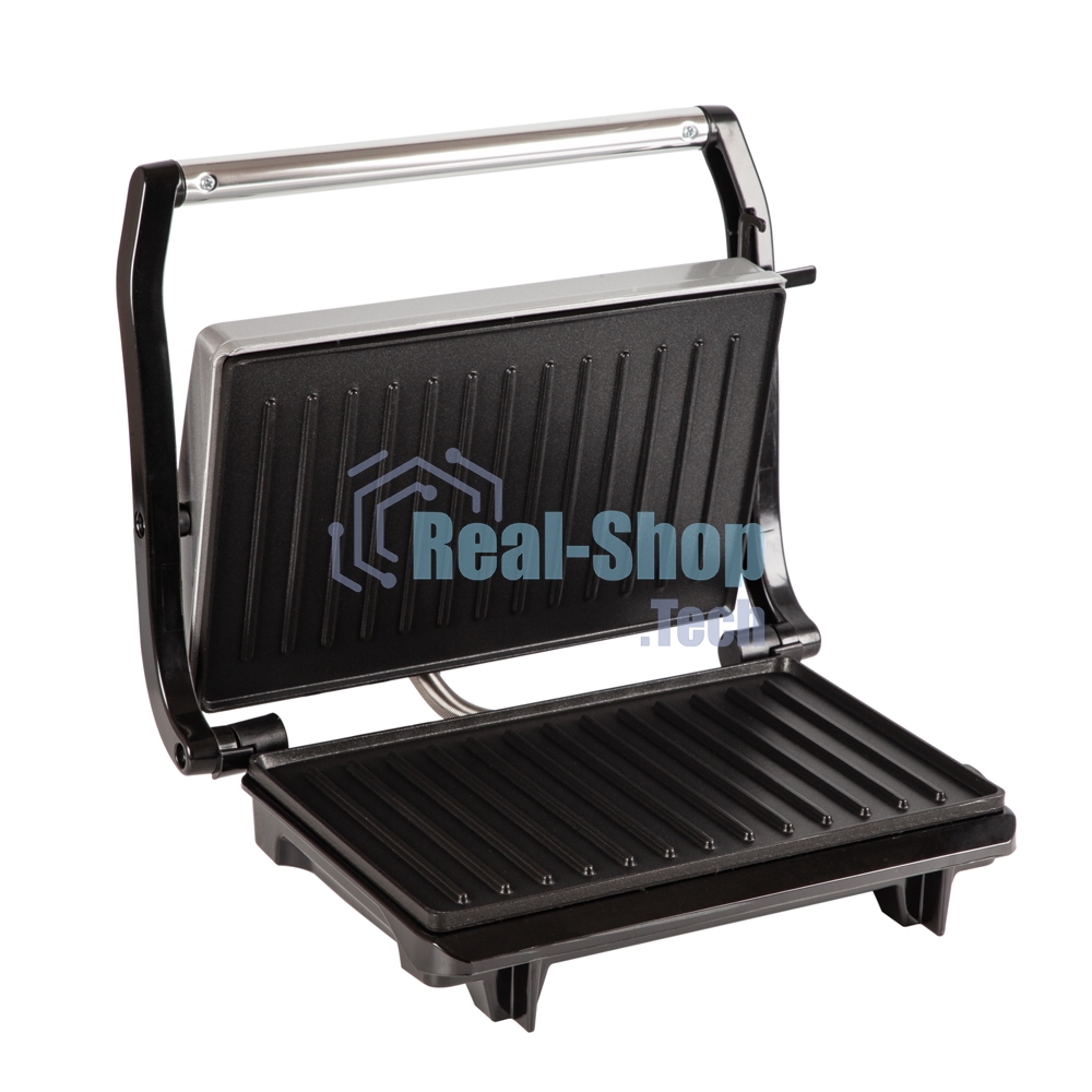 Гриль электрический Endever Grillmaster 115, 1500 Вт, авто терморегулятор, антипригарное покрытие, индикатор нагрева, серебристый/черный