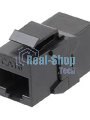 Монтажное оборудование Hyperline CA2-KJ-C6-BK Проходной адаптер (coupler), RJ-45(8P8C) формата Keystone Jack, категория 6, 4 пары, черный