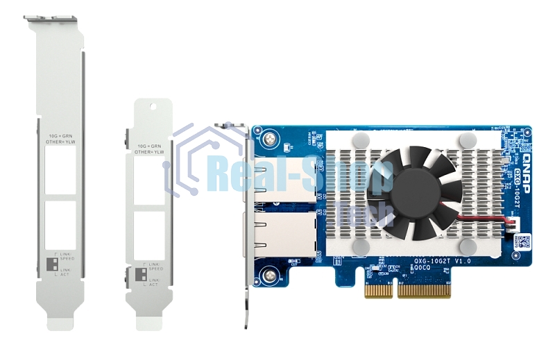 Сетевая карта QNAP QXG-10G2T Dual-port BASET 10GbE network expansion card; low-profile form factor; PCIe Gen3 x4