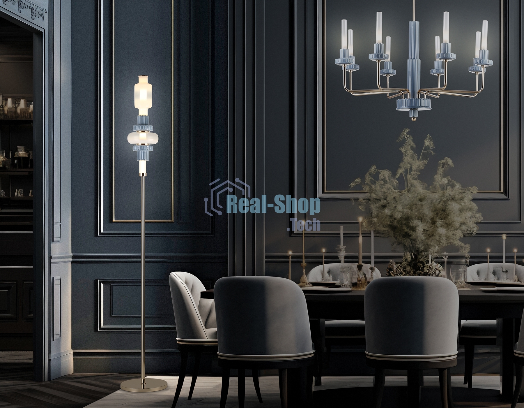 Светильник Ambrella light LH53132 GD/WH/GB золото/белый/серо-синий 8W 3000K D250*1635