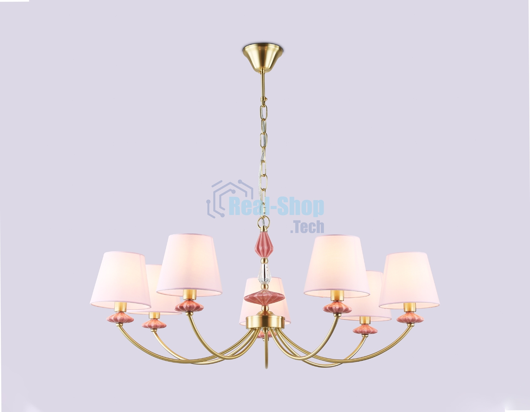 Люстра Ambrella light LH75025/7 GD/PI золото/розовый E14/7 max 40W D890*800