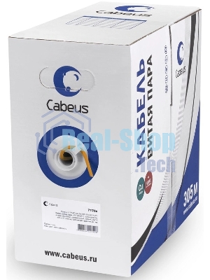 Кабель витая пара UTP (U/UTP) Cabeus UTP-4P-Cat.5e-SOLID-LSZH, cat.5e, 4 пары (24 AWG), одножильный, оранжевый, LSZH