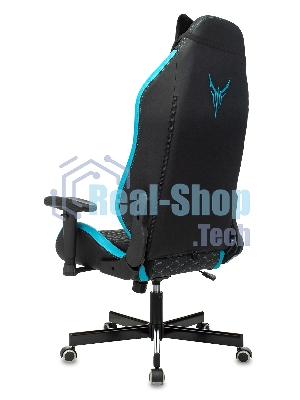 Кресло Knight Neon черный/голубой, экокожа, 120 кг, механизм качания