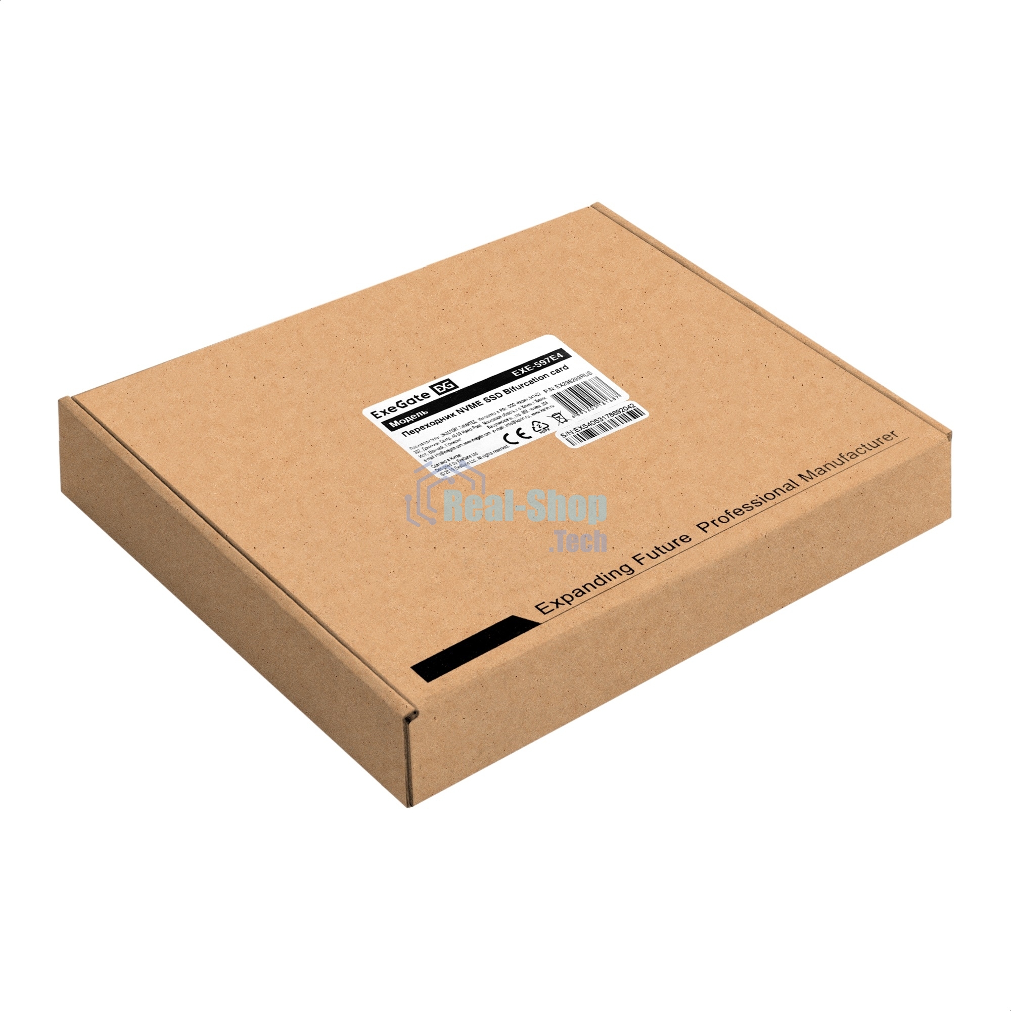 Переходник ExeGate EXE-597E4 (4 x M.2 M key -> PCI-E x16 v3.0, для установки четырех SSD M.2 2230/2242/2260/2280/22110 M key NGFF в слот PCI-E, материнская плата должна быть c функции Bifurcation PCI-E)