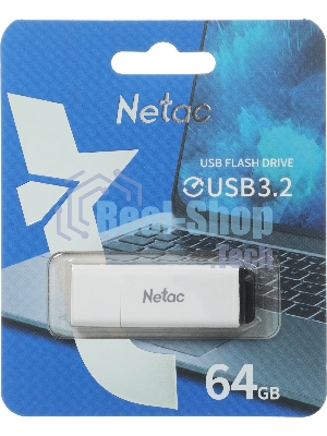 Флешка USB Netac U185 (NT03U185N-064G-32WH), 64Gb, USB 3.0, R/W 100/25, белый/серый