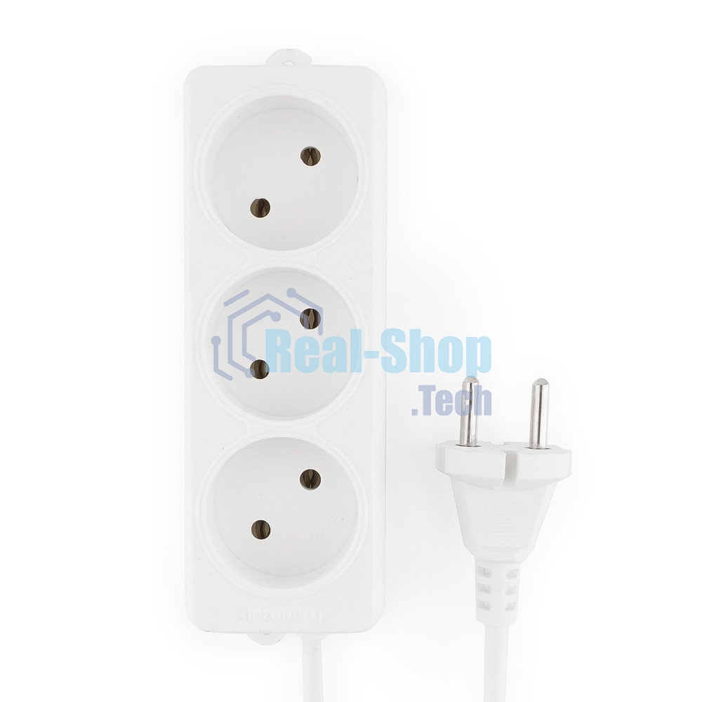 Удлинитель Гарнизон EL-NL3-W-5, 3 розетки допустимый ток 10А, длина 5 м.