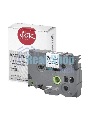 Кассета с лентой S'OK by Sakura Printing TZES941 для Brother, черный на серебре, 18мм/8м, наклейка