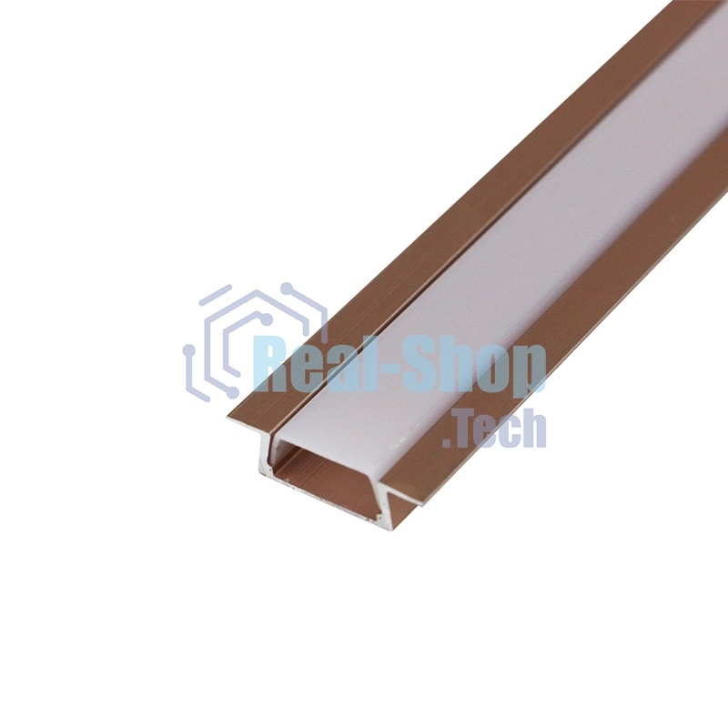 Комплект врезного алюминиевого профиля с рассеивателем Rexant 22х6 мм, 1 м, розовое золото