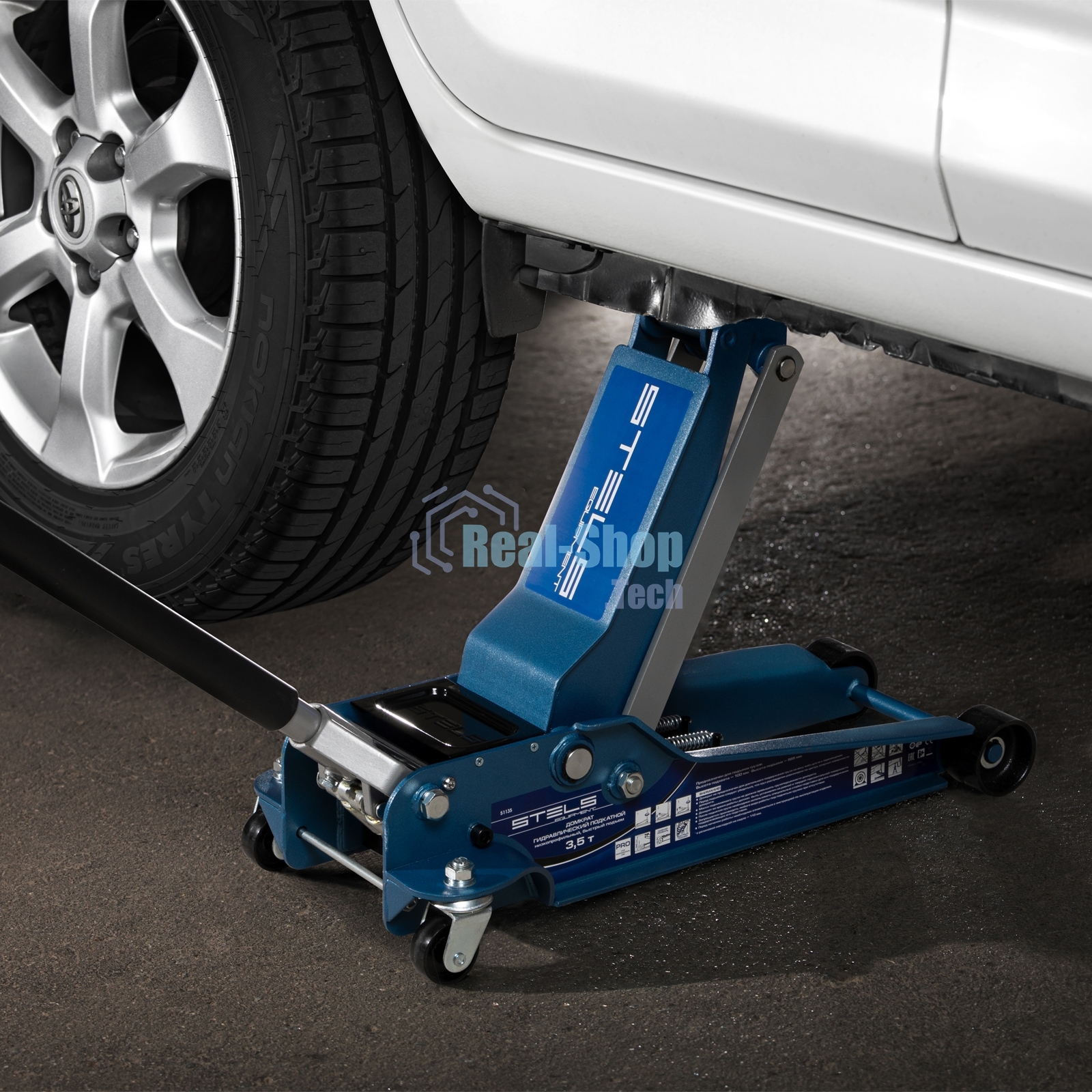 Домкрат Stels 51135 гидравлический подкатной быстрый подъем 3.5т low profile quick lift 100-565 мм