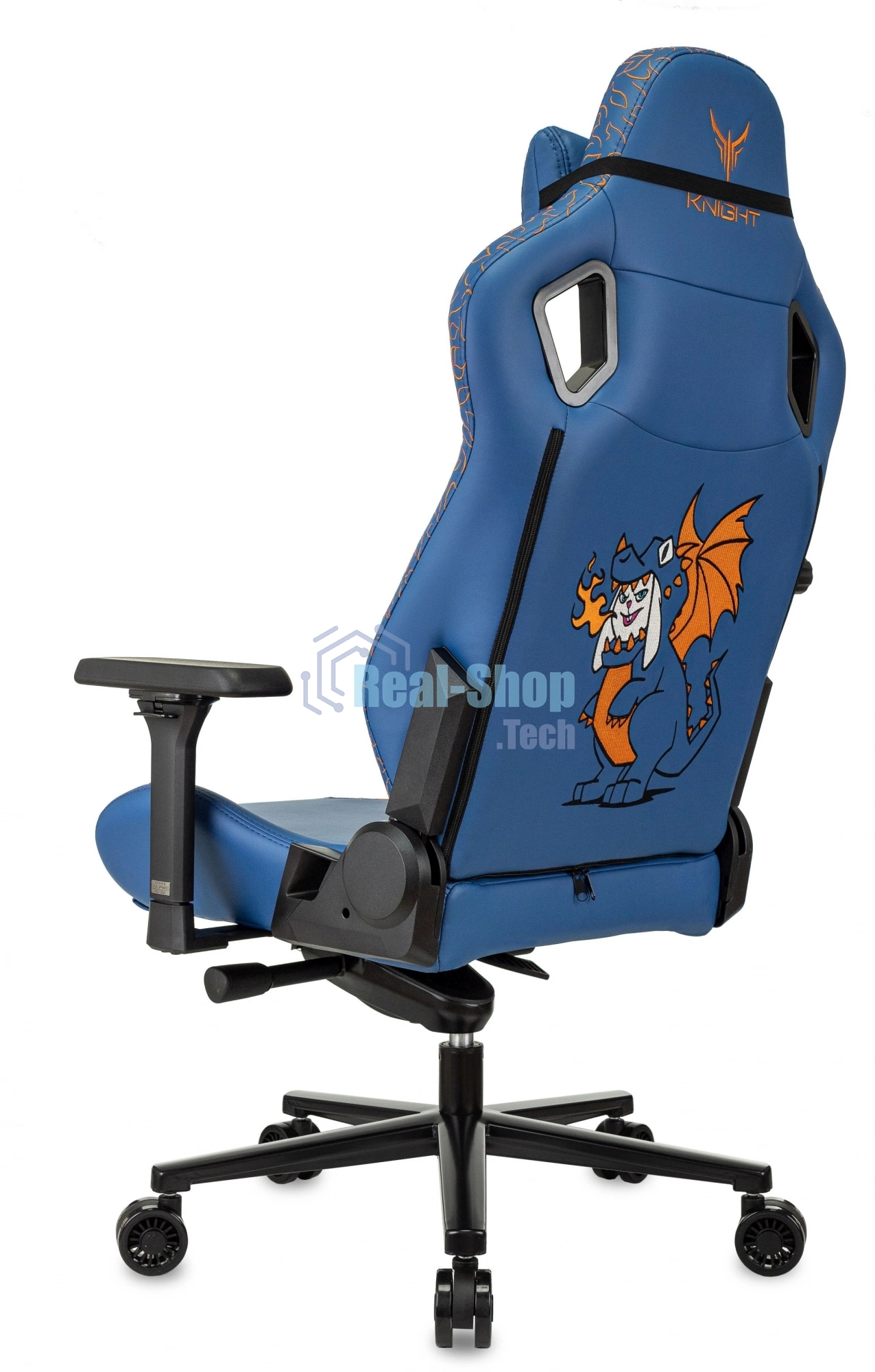 Кресло игровое Knight Craft Dragon синий эко.кожа крестов. металл