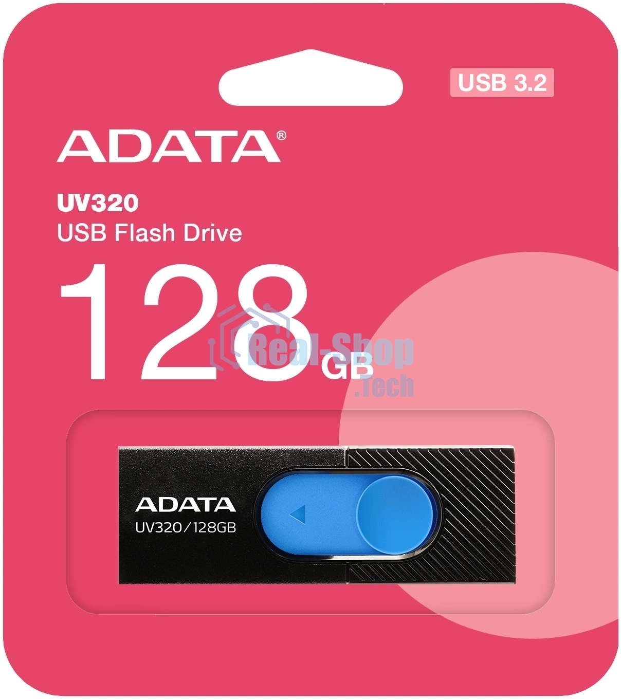 Флешка USB ADATA UV320 (AUV320-128G-RBKBL), 128Gb, USB 3.2, R/W 100/30, черный/голубой