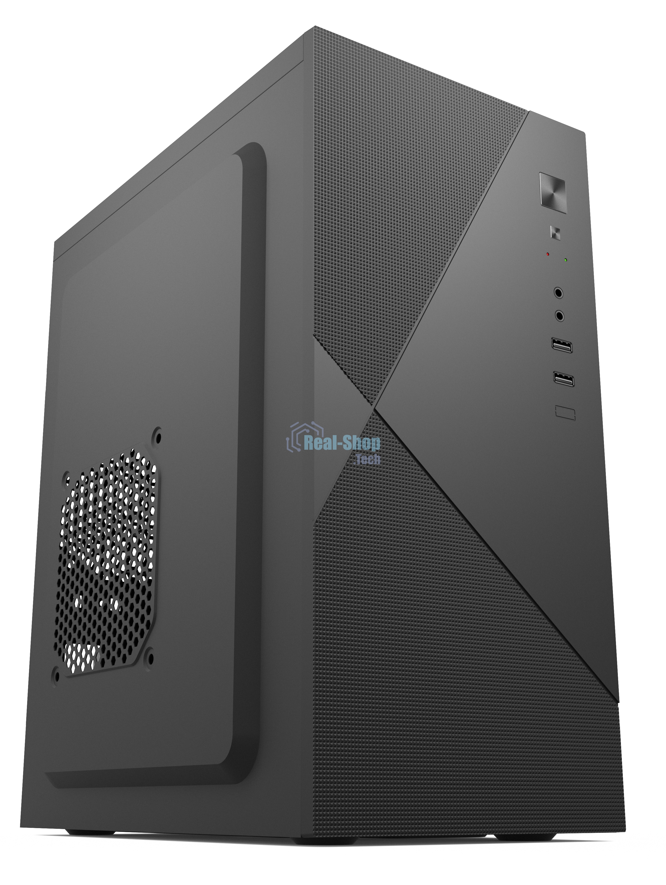 Компьютерный корпус с блоком питания 450Вт. Case Forza mATX, 450W, 2xUSB 2.0, Black, w/o FAN, 8 см fan PSU, power cord