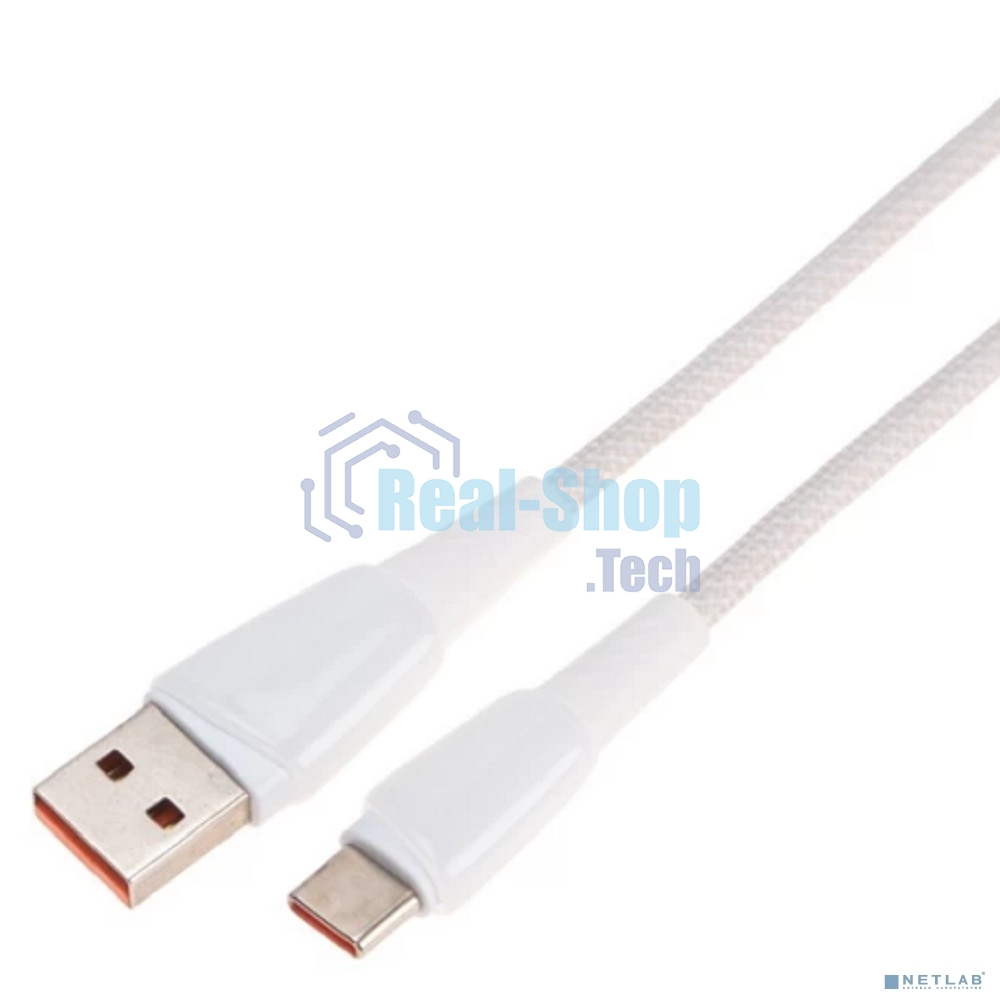 Кабель USB-A – Type-C, 5А, 100Вт, 1м, в белой нейлоновой оплетке Rexant