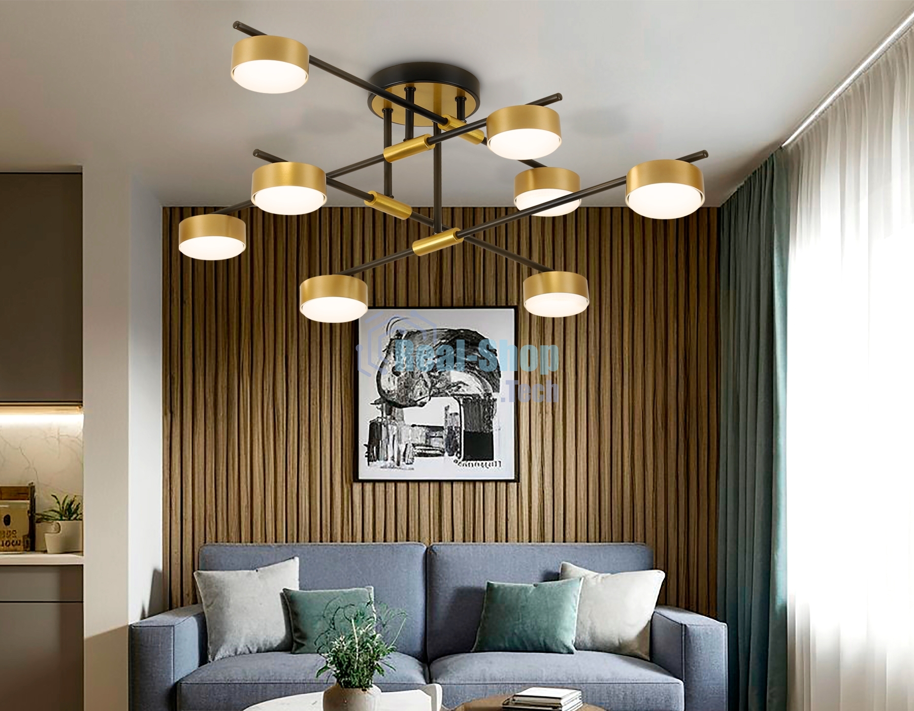 Потолочный светильник Ambrella light FL51752/8 BK/GD черный/золото GX53/8 max 12W 720*720*245