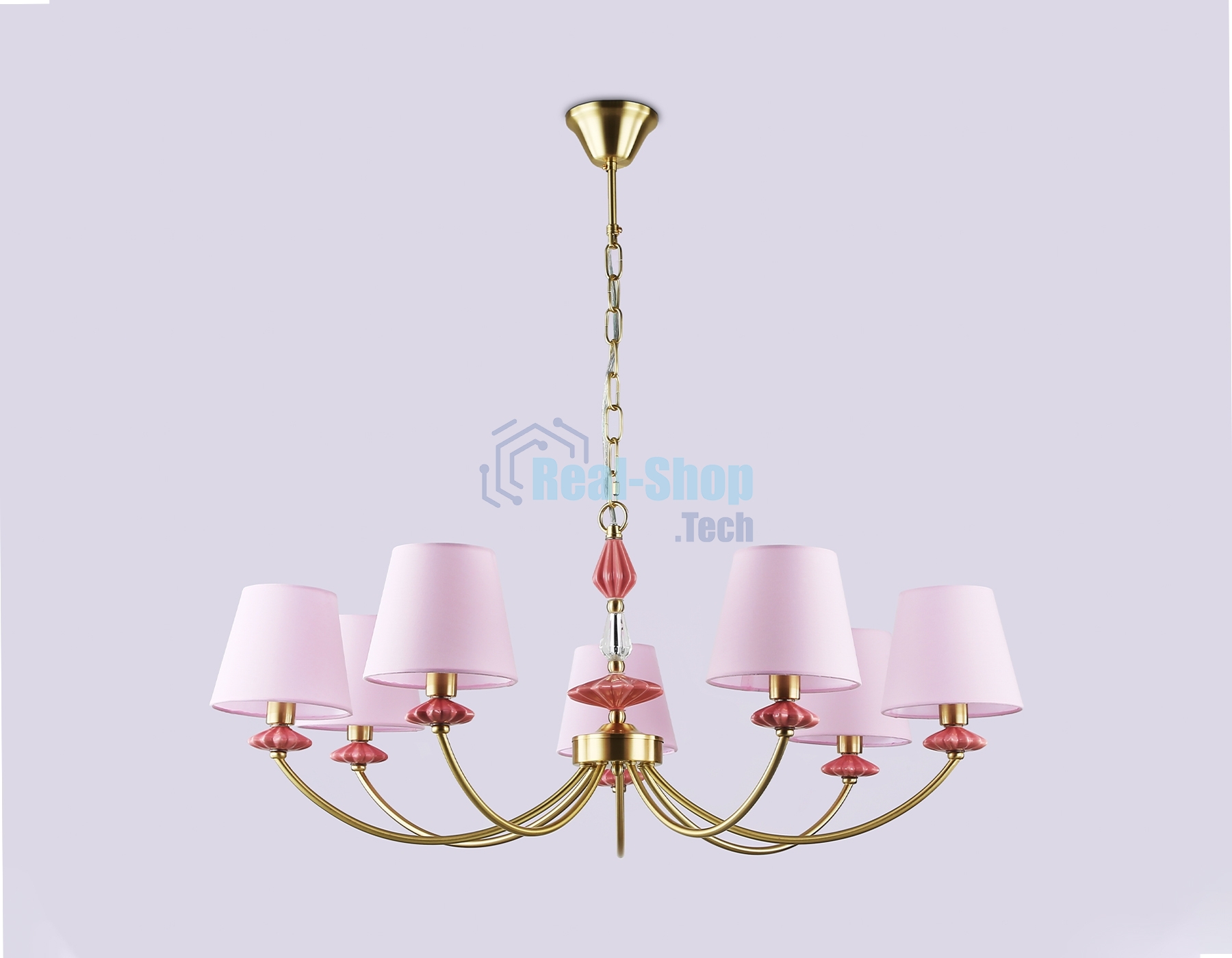 Люстра Ambrella light LH75025/7 GD/PI золото/розовый E14/7 max 40W D890*800