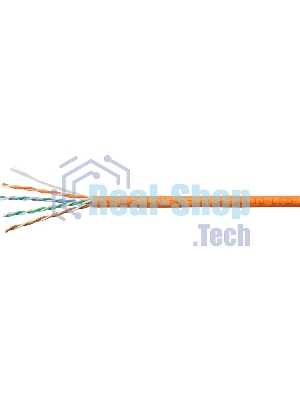 Кабель витая пара UTP (U/UTP) Cabeus UTP-4P-Cat.5e-SOLID-LSZH, cat.5e, 4 пары (24 AWG), одножильный, оранжевый, LSZH