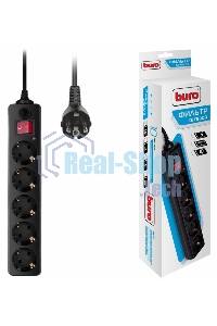 Сетевой фильтр Buro 500SH-1.8-B 1.8 м (5 розеток) черный (коробка)
