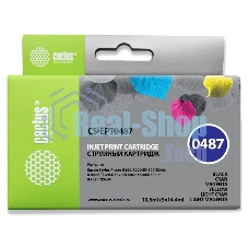 Картридж струйный Cactus CS-EPT0487 многоцветный (88 мл) для Epson Stylus Photo R200/R220/R300/R320/R340/RX500/RX600/RX620/RX640