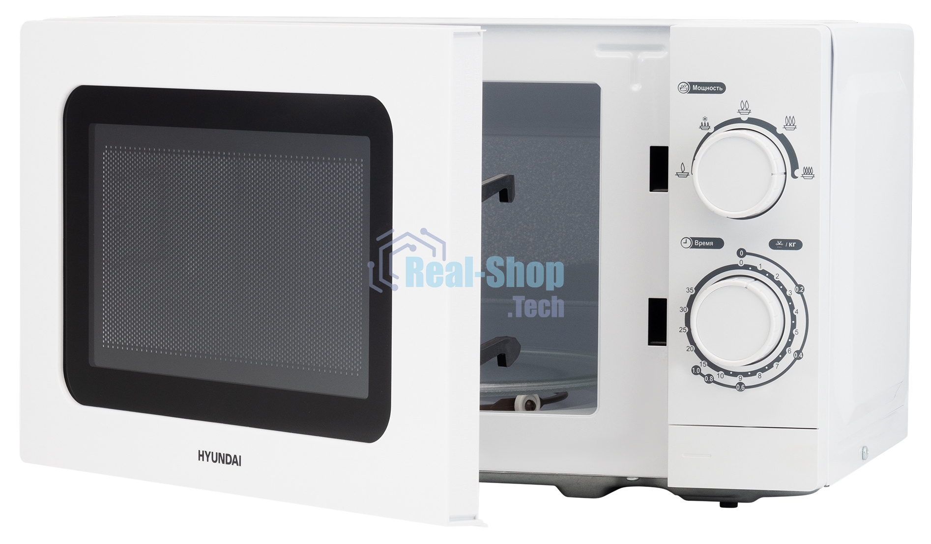 Микроволновая печь Hyundai HYM-M2064 белый, 20 л, 700 Вт, переключатели - поворотный механизм