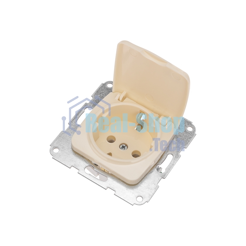 Розетка Kranz 1-ая DEA с/з с крышкой с/у 16А мех. бежевый