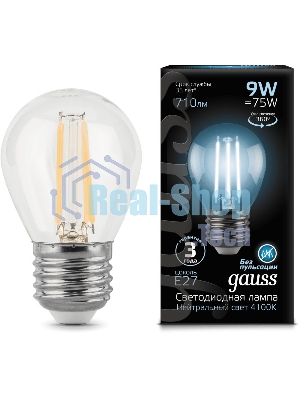 Лампа светодиодная Filament Шар E27 9Вт 4100К Gauss 105802209
