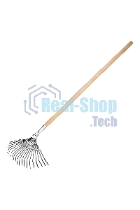 Грабли Сибртех веерные 20 зубьев, с черенком, оксидированные, плоский зуб