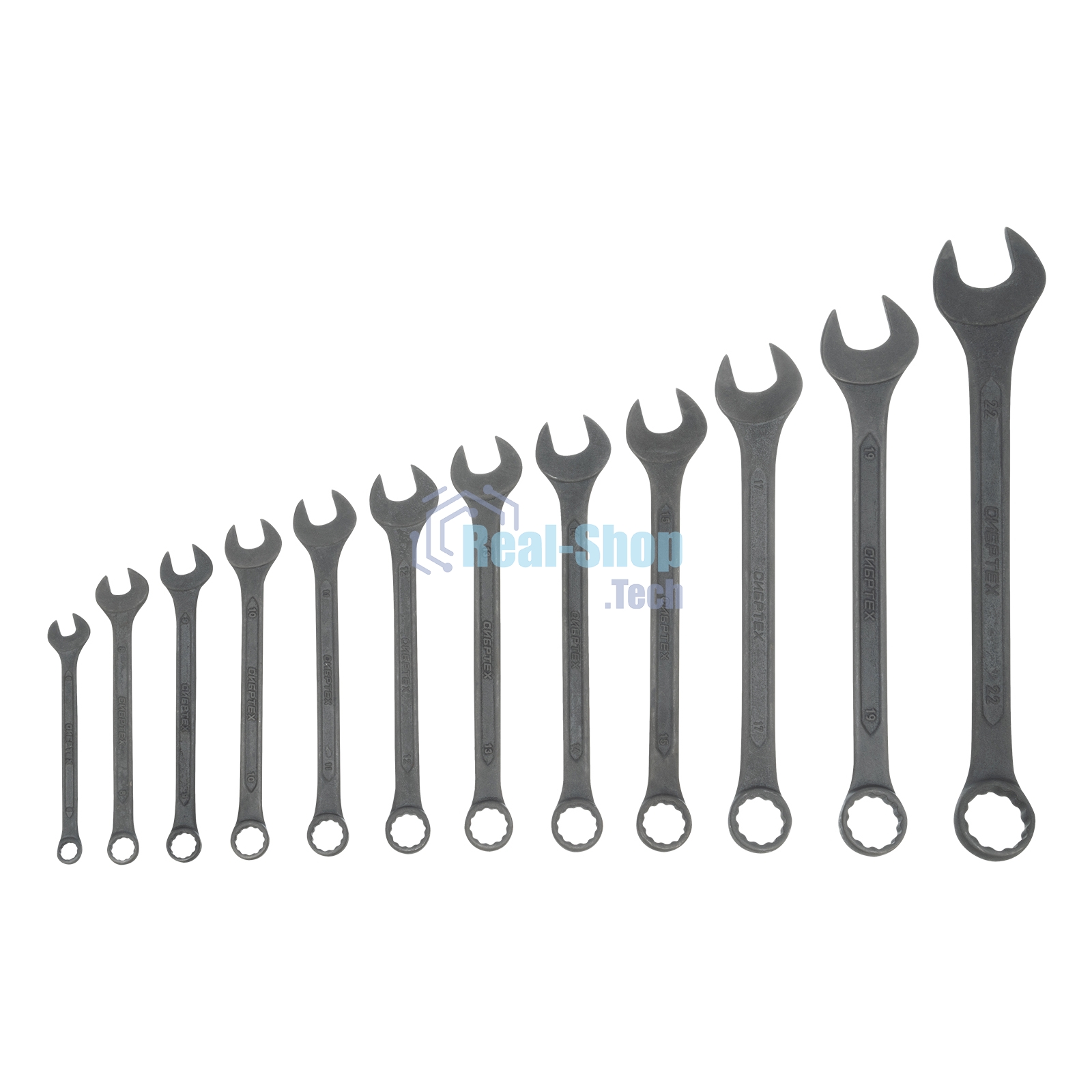 Набор ключей Сибртех комбинированных,6 - 22 мм,12 шт., CrV,фосфатированные,ГОСТ 16983