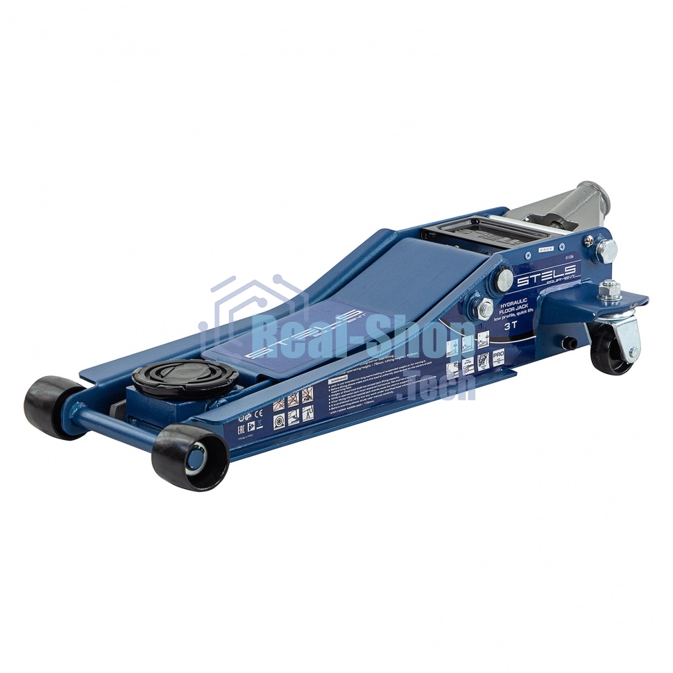 Домкрат гидравлический подкатной Stels 51136, быстрый подъем 3т low profile quick lift 75-515 мм про