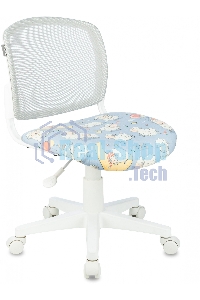 Кресло детское Бюрократ CH-W296NX TW-02 светло-серый овечки, сетка/ткань, крестов. пластик, пластик белый