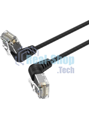 Патч-корд Vention прямой UTP cat.6a, RJ45 угол 90 - 2м. черный
