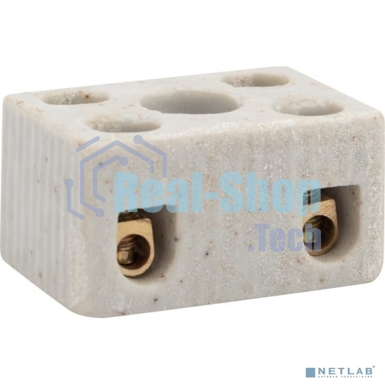 Клемма керамическая винтовая Rexant 4 мм² 2 пары контактов с крепежным отверстием (100 шт./уп.)