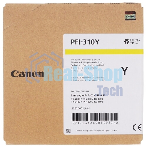 Картридж струйный Canon PFI-310 C 2360C001 голубой (330 мл) для Canon TX-2000/TX-3000/TX-4000