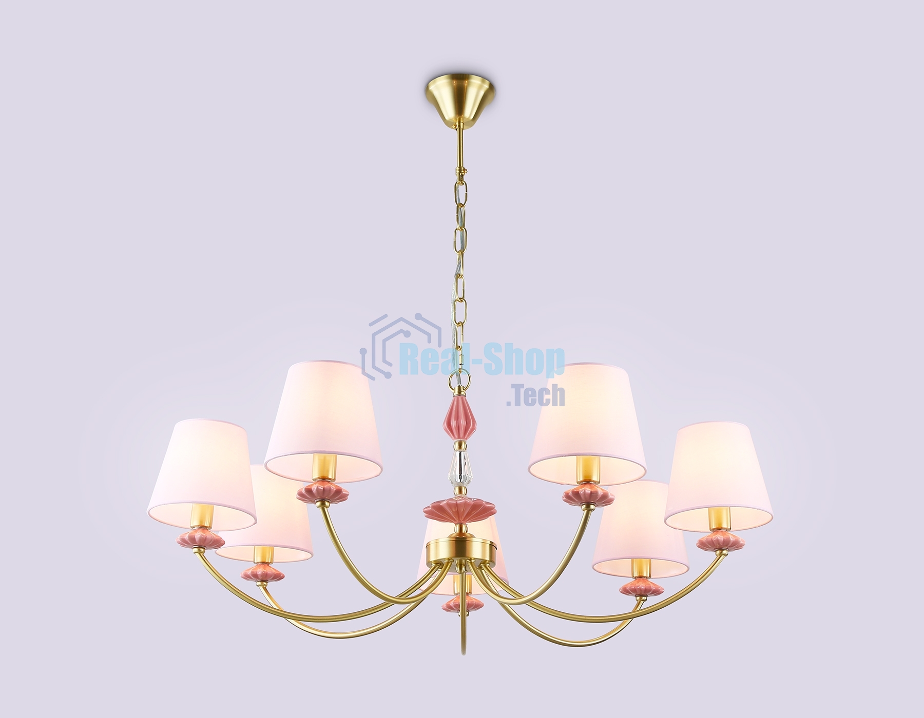 Люстра Ambrella light LH75025/7 GD/PI золото/розовый E14/7 max 40W D890*800