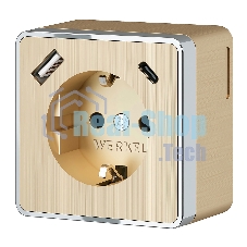 Розетка с заземлением, шторками и USB тип A+C Gallant (шампань рифленый)
