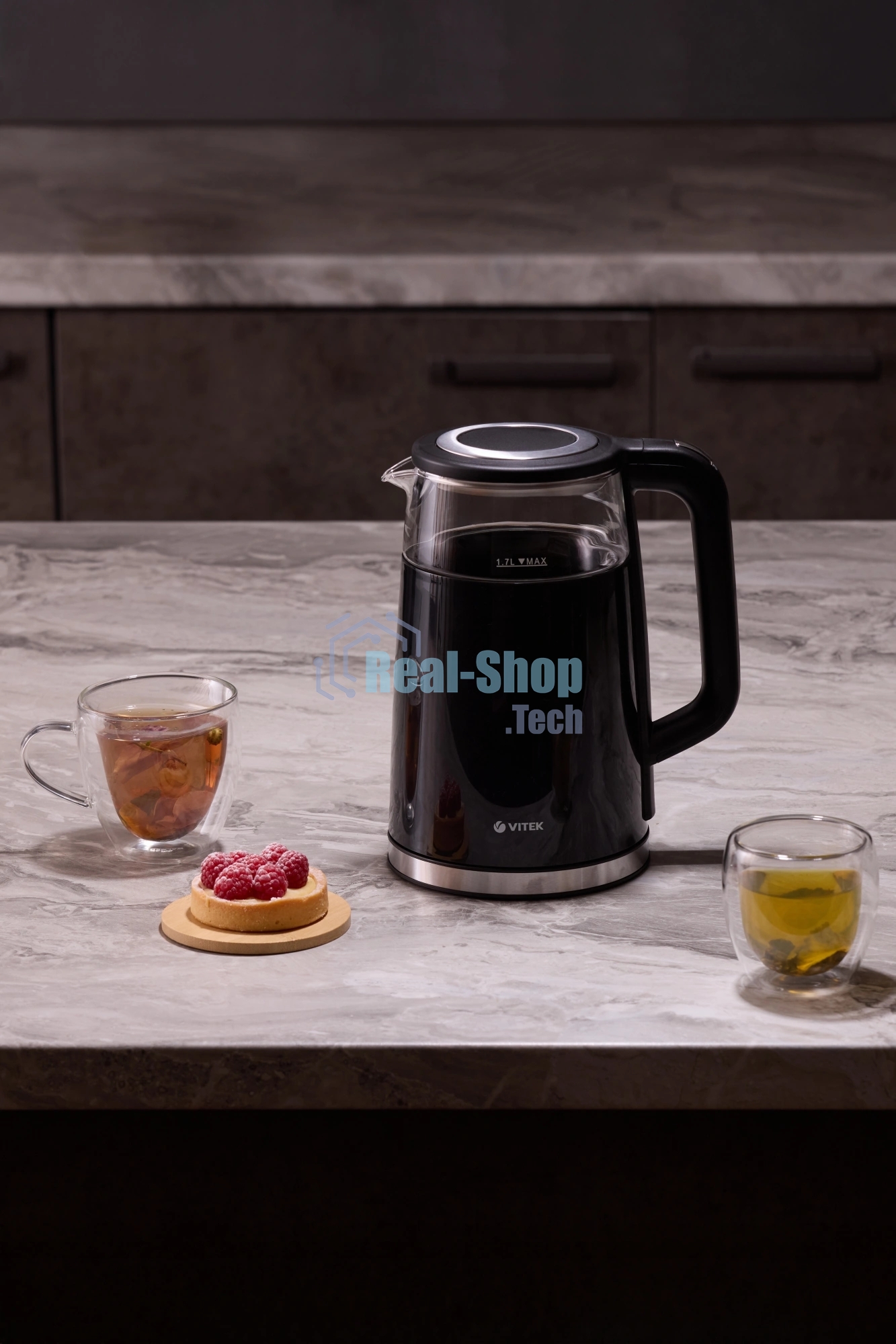 Чайник электрический Vitek VT-8827 1.7л. 2200Вт разноцветный корпус: стекло/металл