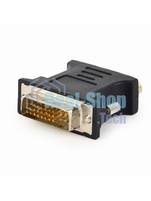 Переходник DVI-VGA Cablexpert A-DVI-VGA-BK, 29M/15F, черный, пакет