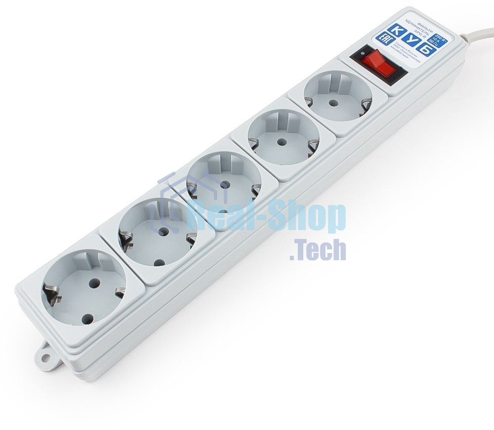 Сетевой фильтр POWER CUBE 1,9 м.* 5 розеток, серый