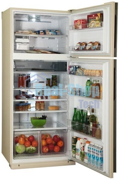 Холодильник Sharp SJ-XE59PMBE бежевый двухкамерный 430/148л морозилка сверху