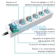 Сетевой фильтр Pilot SG 10 м (5 розеток) белый (коробка)