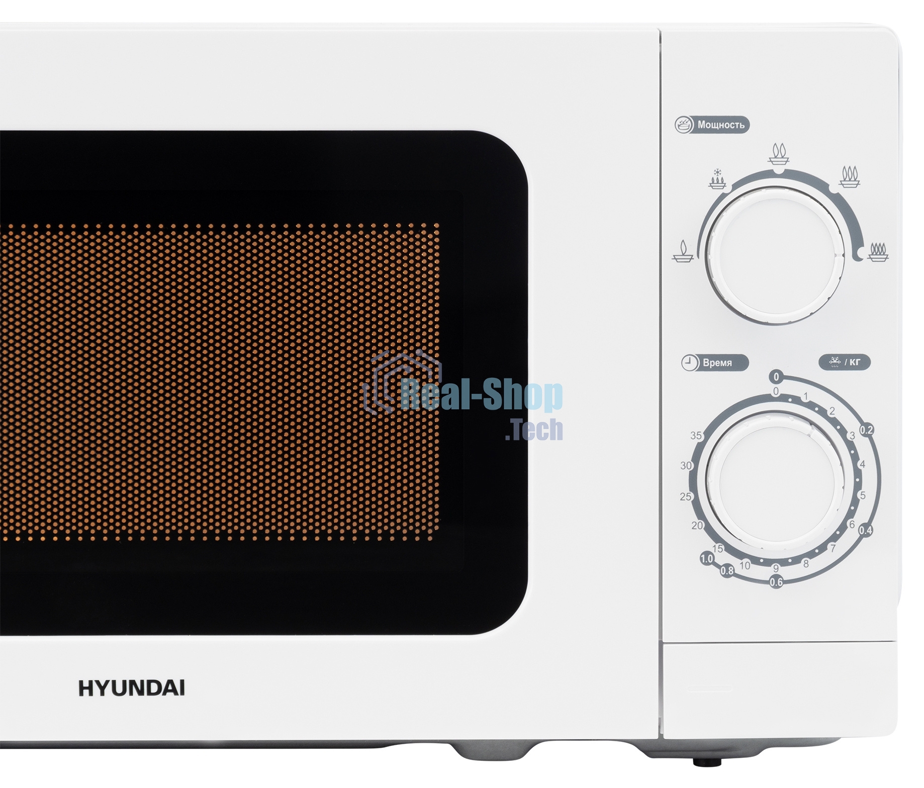 Микроволновая печь Hyundai HYM-M2064 белый, 20 л, 700 Вт, переключатели - поворотный механизм