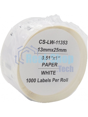 Этикетки Cactus CS-LW-11353 сег.:25x13мм черный белый 1000шт/рул Dymo Label Writer 450/4XL